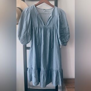 Old Navy Light Blue Puff Sleeve Dress